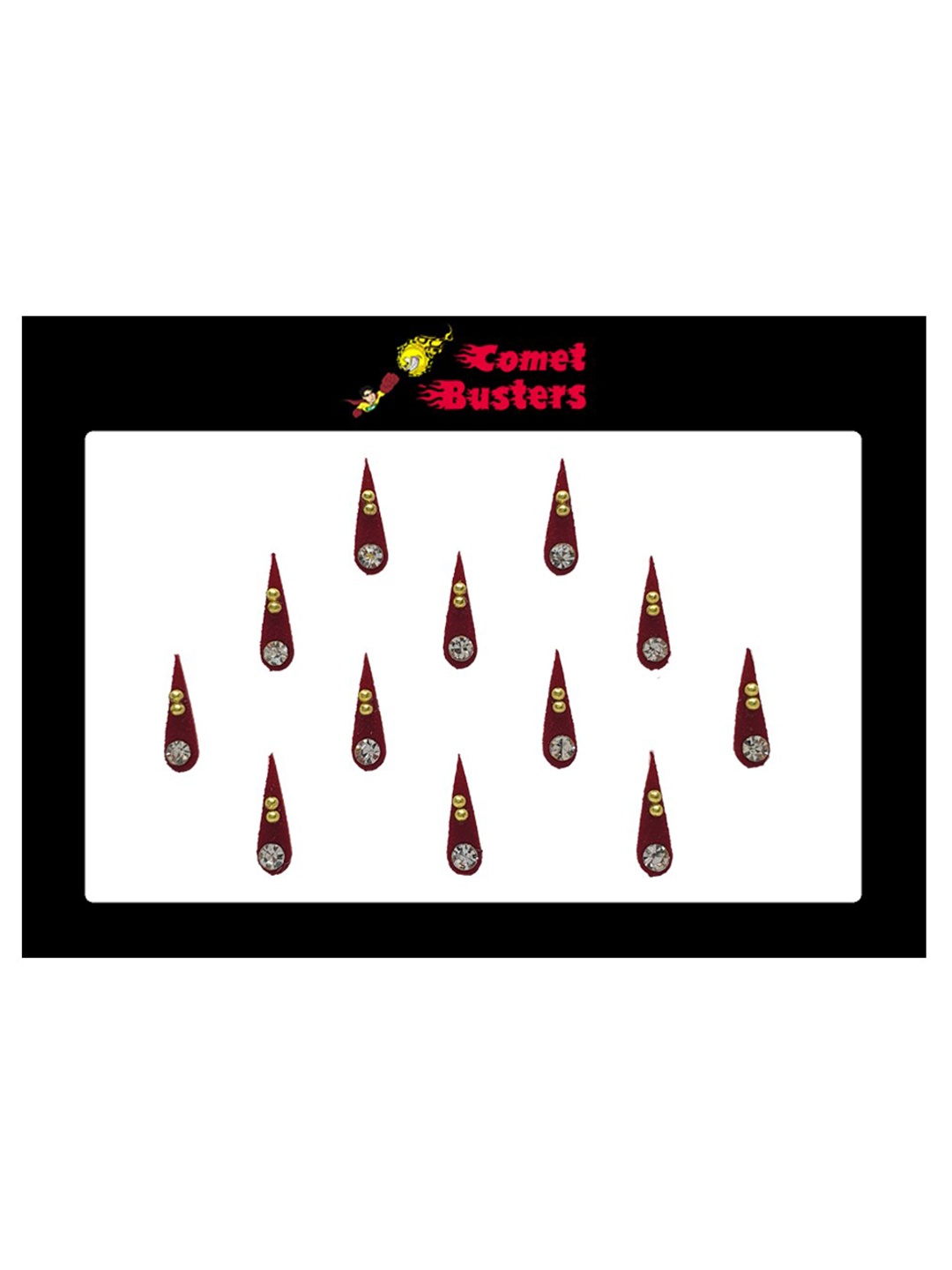 

Comet Busters Maroon Embellished Handcrafted Designer Bindis - 12 Pcs