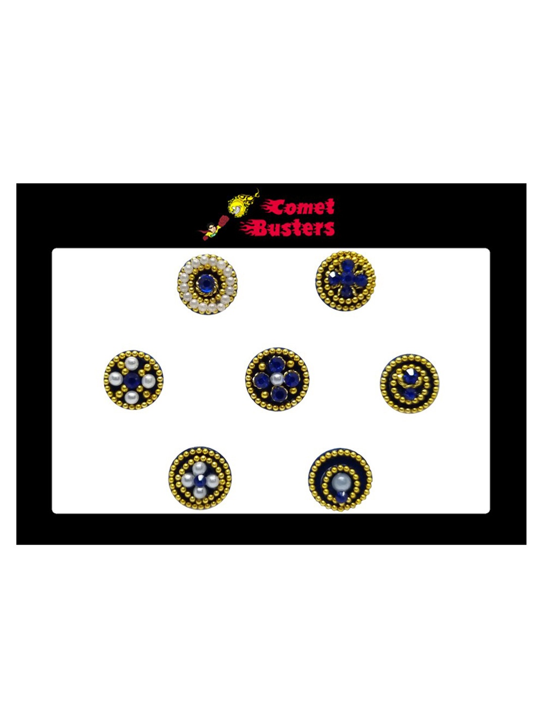 

Comet Busters Circular Handcrafted Beautiful Traditional Bindis - 7 Pcs, Blue