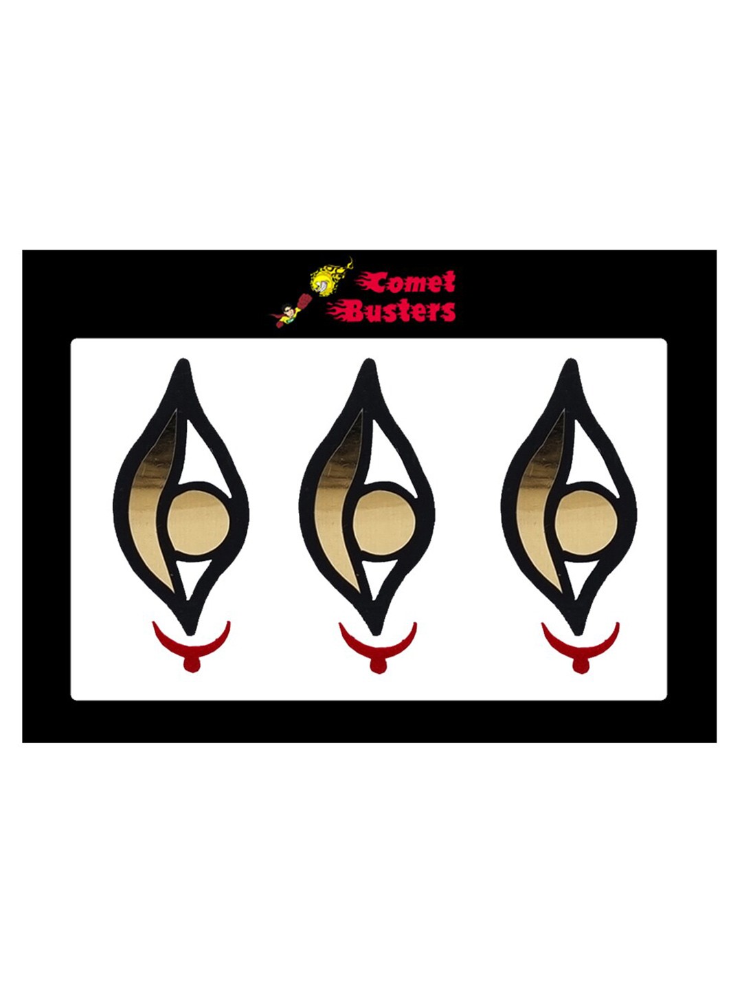 

Comet Busters Gold Toned & Black Eye Shaped Designer Bindis - 3 Pcs