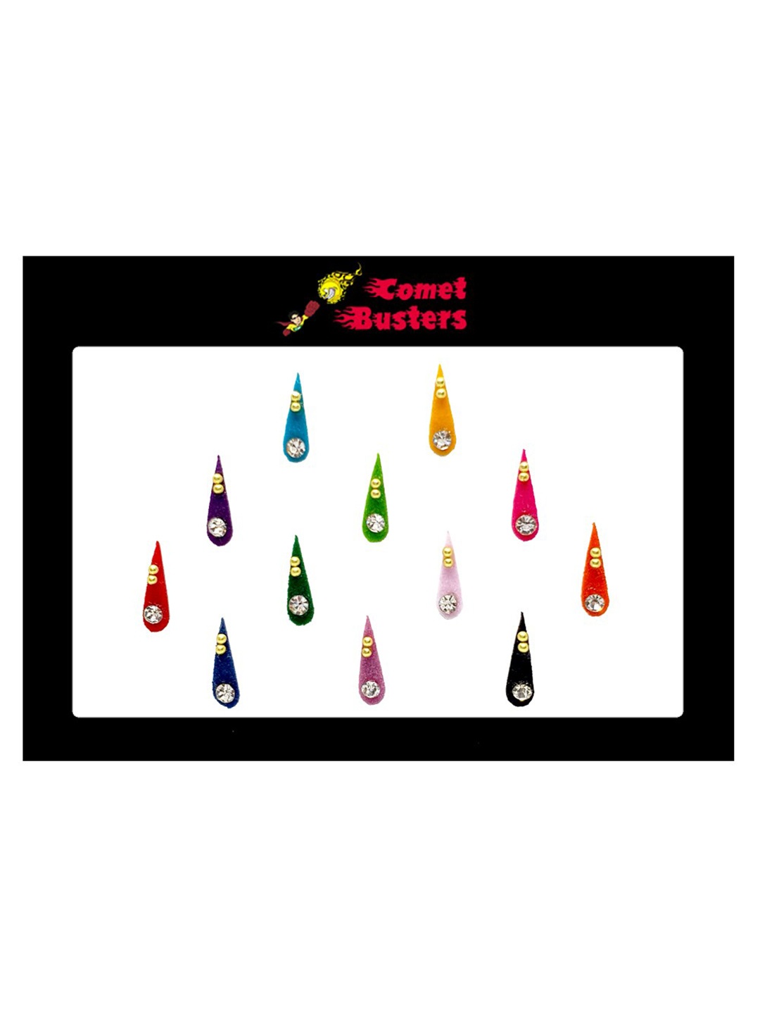 

Comet Busters 12 Pcs Stone-Studded Designer Reusable Bindi, Pink