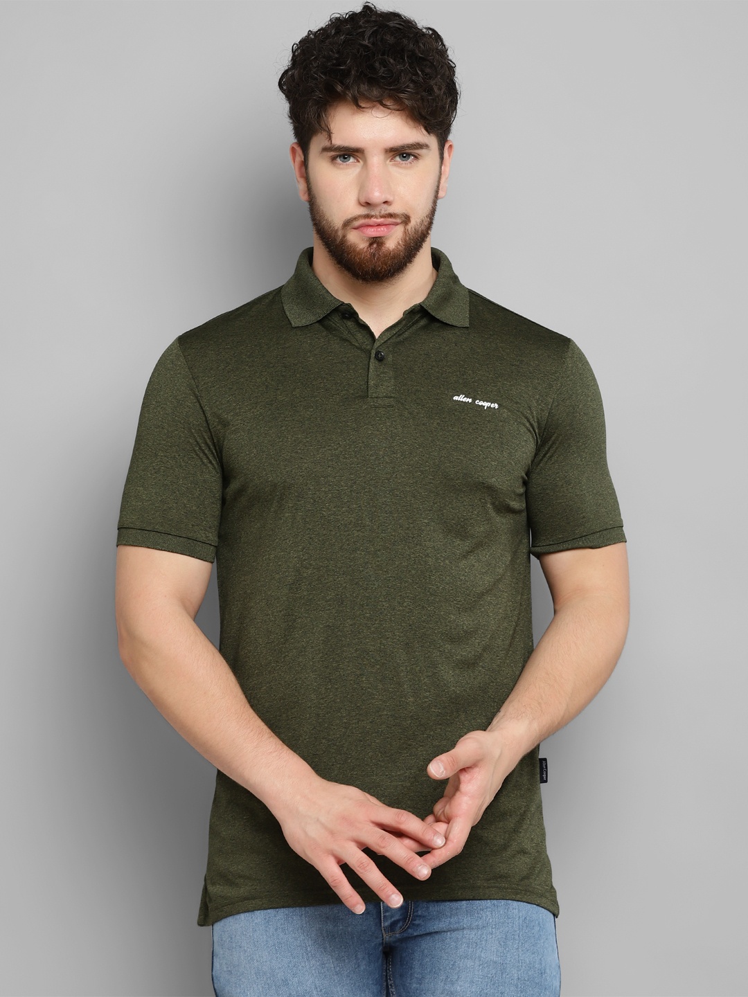 

Allen Cooper Polo Collar Dry Fit T-shirt, Olive