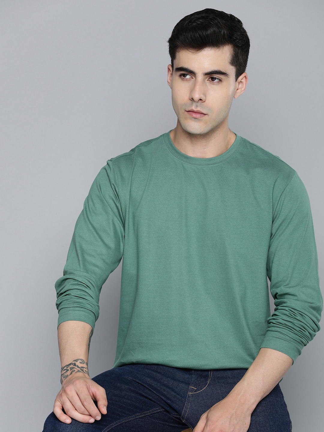 

ether Men Regular Fit T-shirt, Green