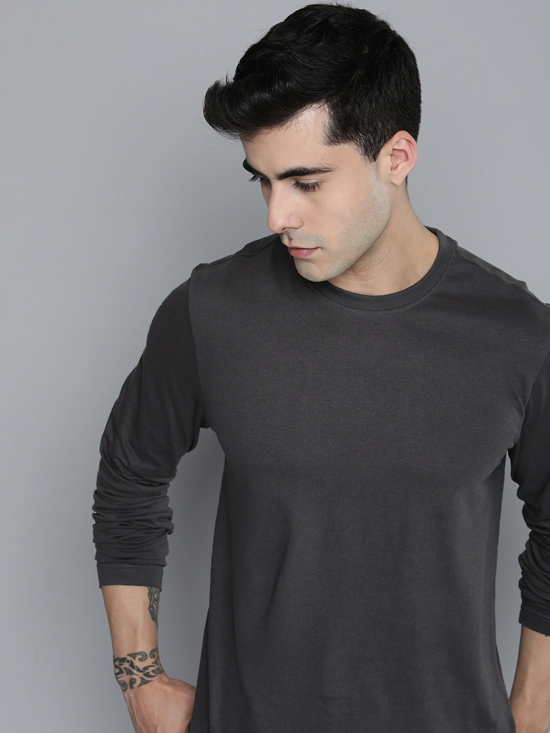 

ether Men Cotton T-shirt, Grey