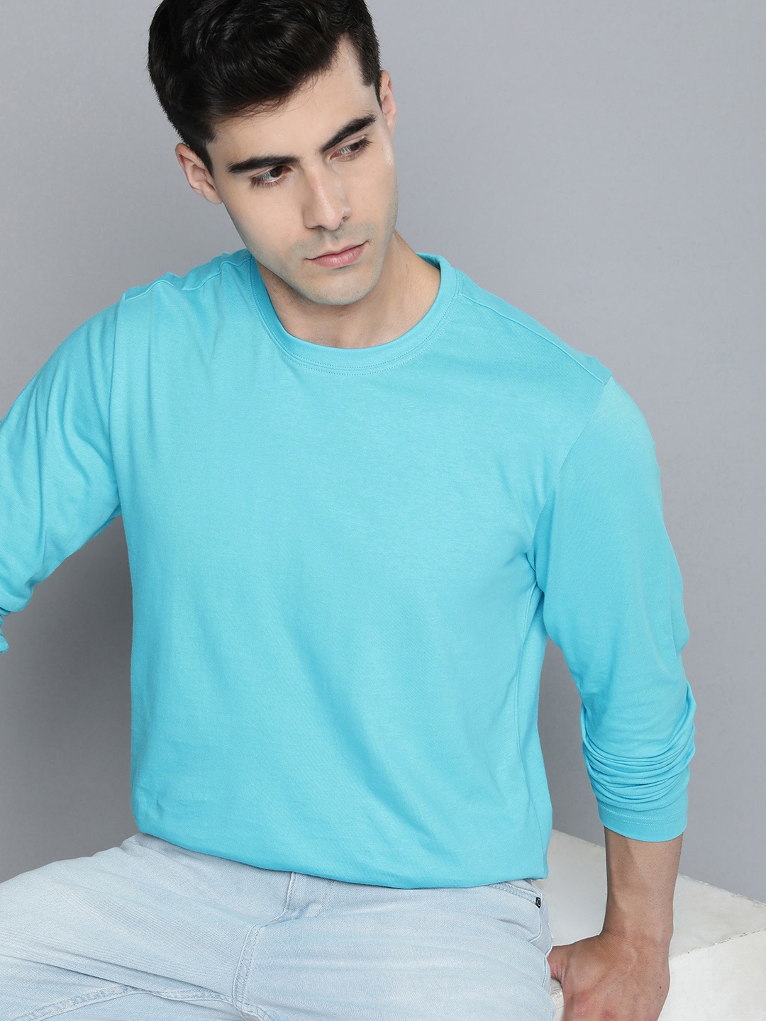 

ether Men Cotton T-shirt, Turquoise blue
