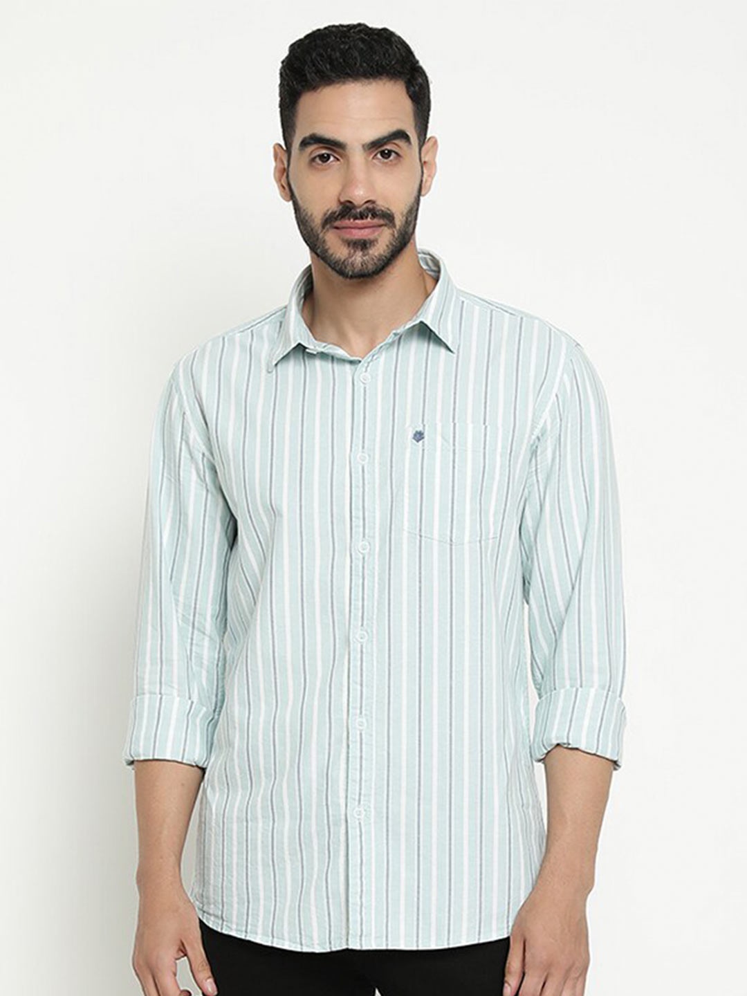 

METTLE Opaque Striped Casual Shirt, Olive