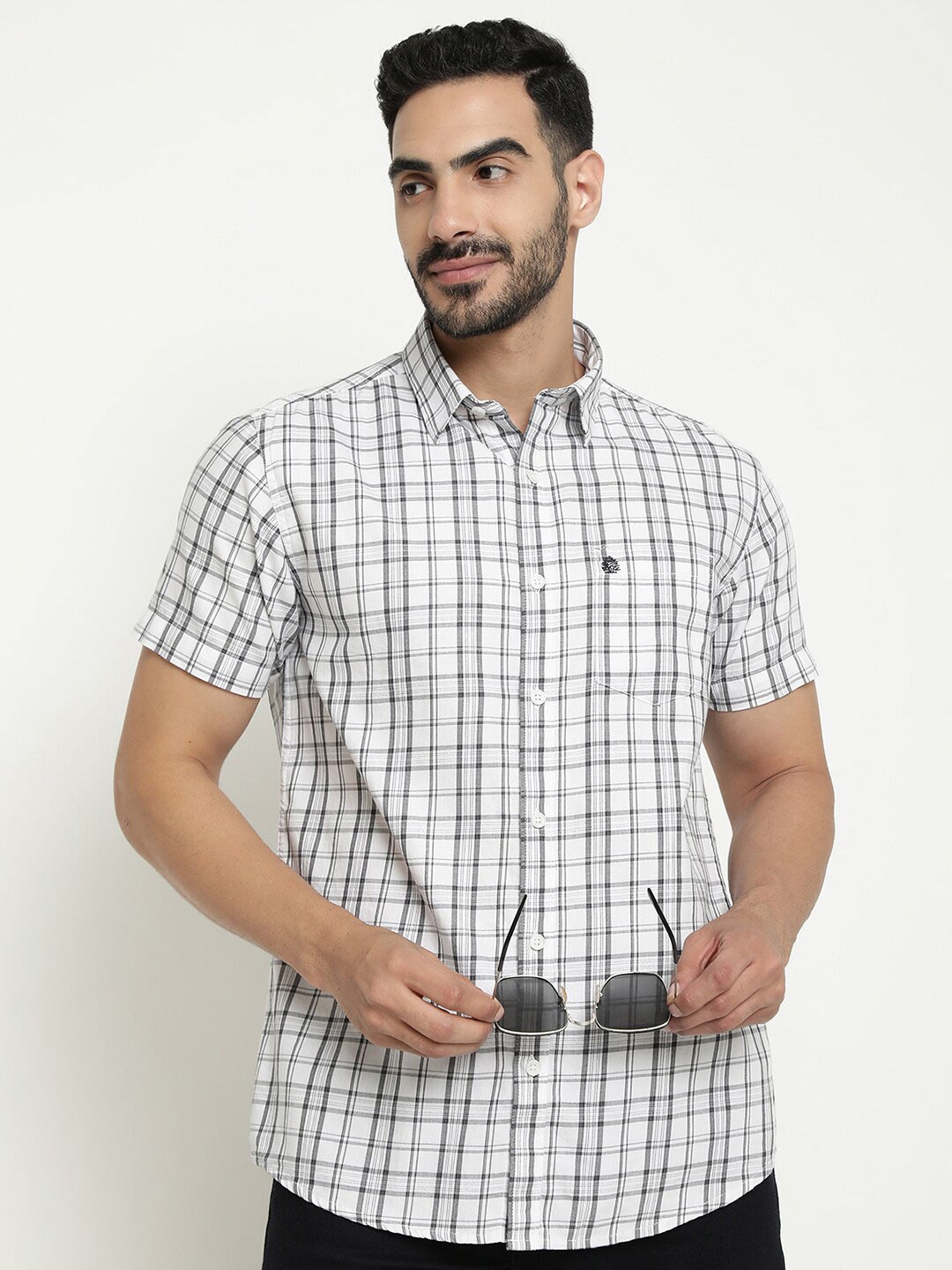 

METTLE Tartan Checked Casual Shirt, White