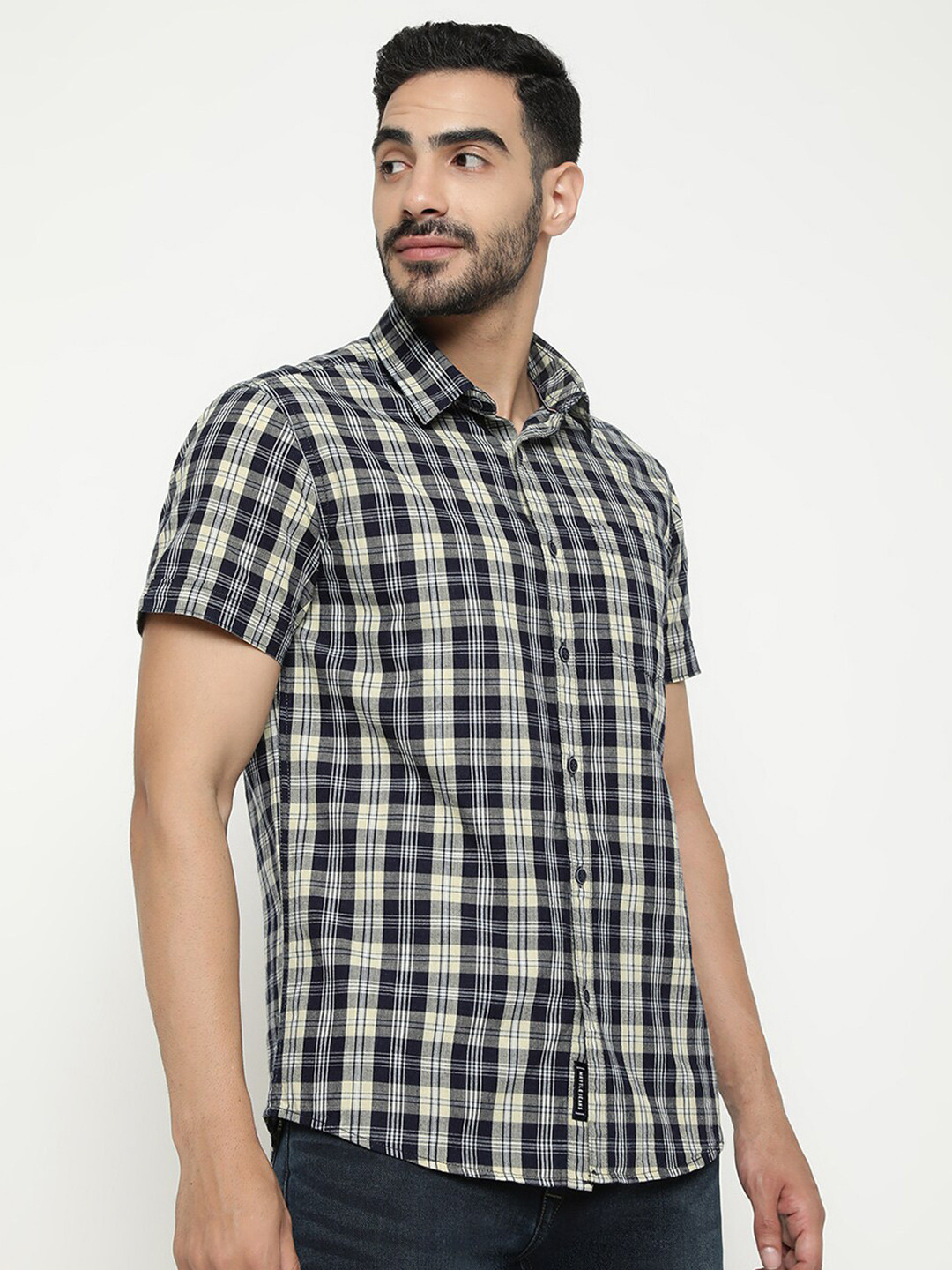 

METTLE Tartan Checked Casual Shirt, Yellow