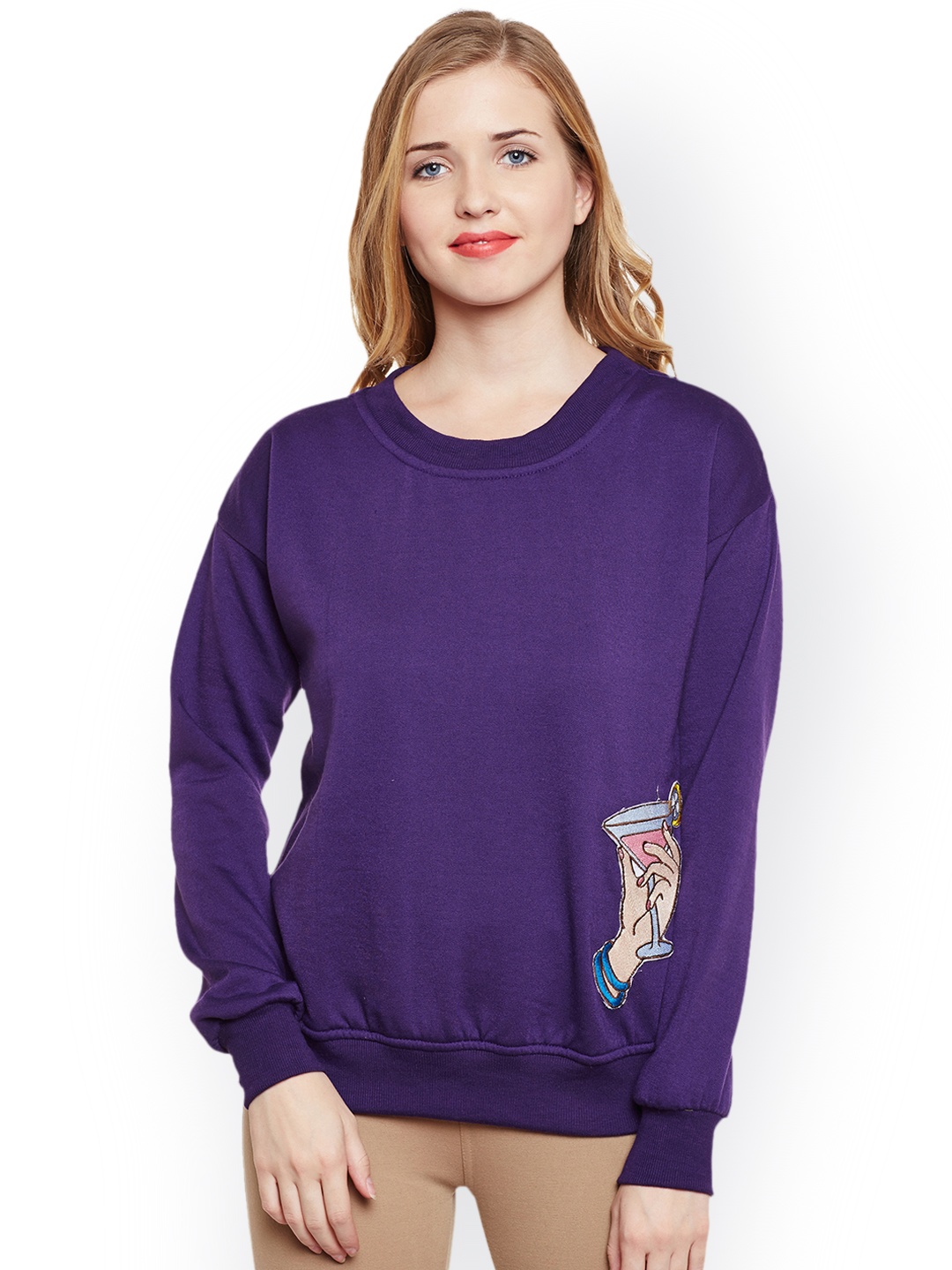 

Belle Fille Women Purple Solid Sweatshirt