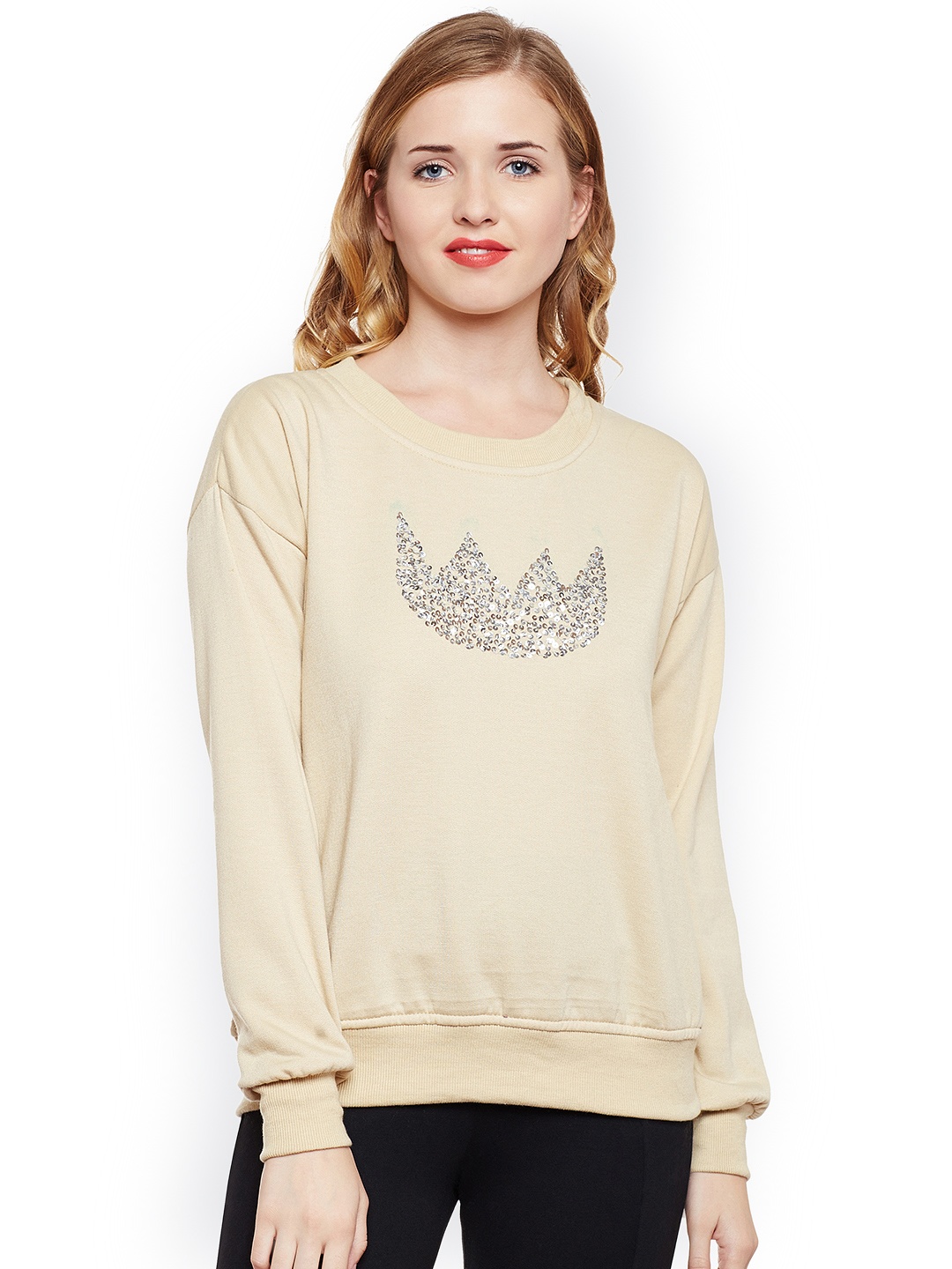 

Belle Fille Women Nude-Coloured Solid Sweatshirt