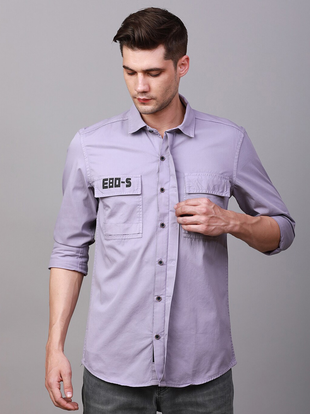 

FOGA Typgraphy Printed Pure Cotton Casual Shirt, Purple