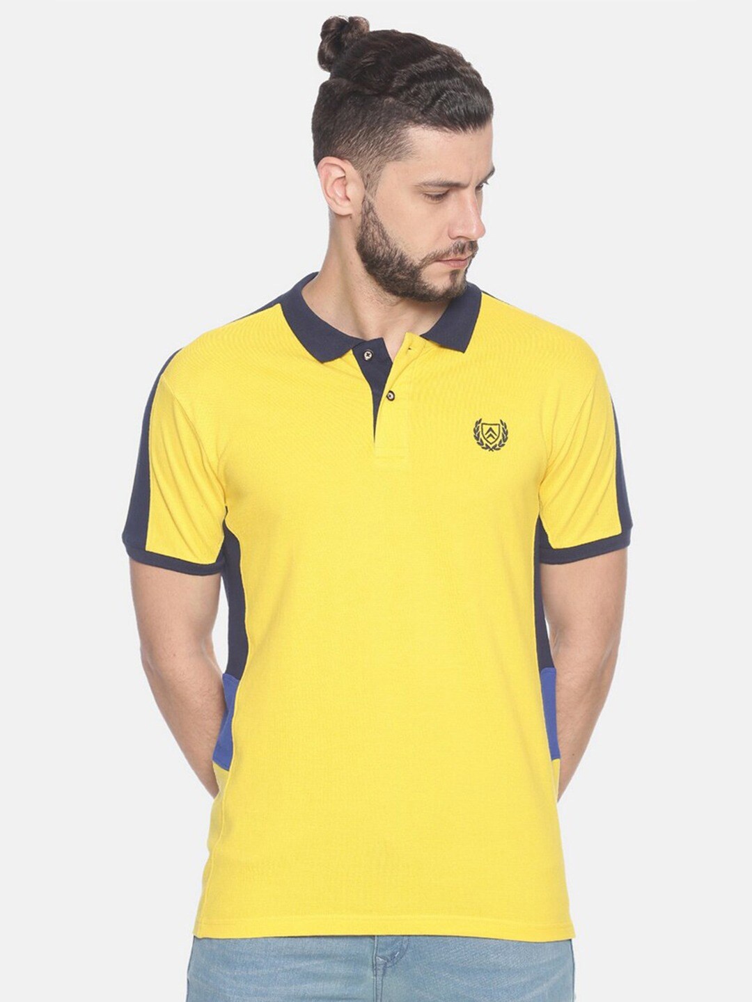 

Steenbok Contrast Trim Polo Collar Pure Cotton T-shirt, Yellow