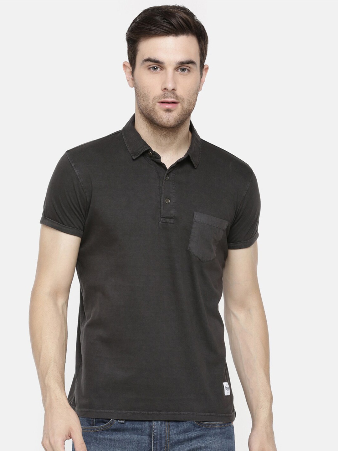 

Steenbok Polo Collar Pure Cotton Casual T-shirt, Charcoal