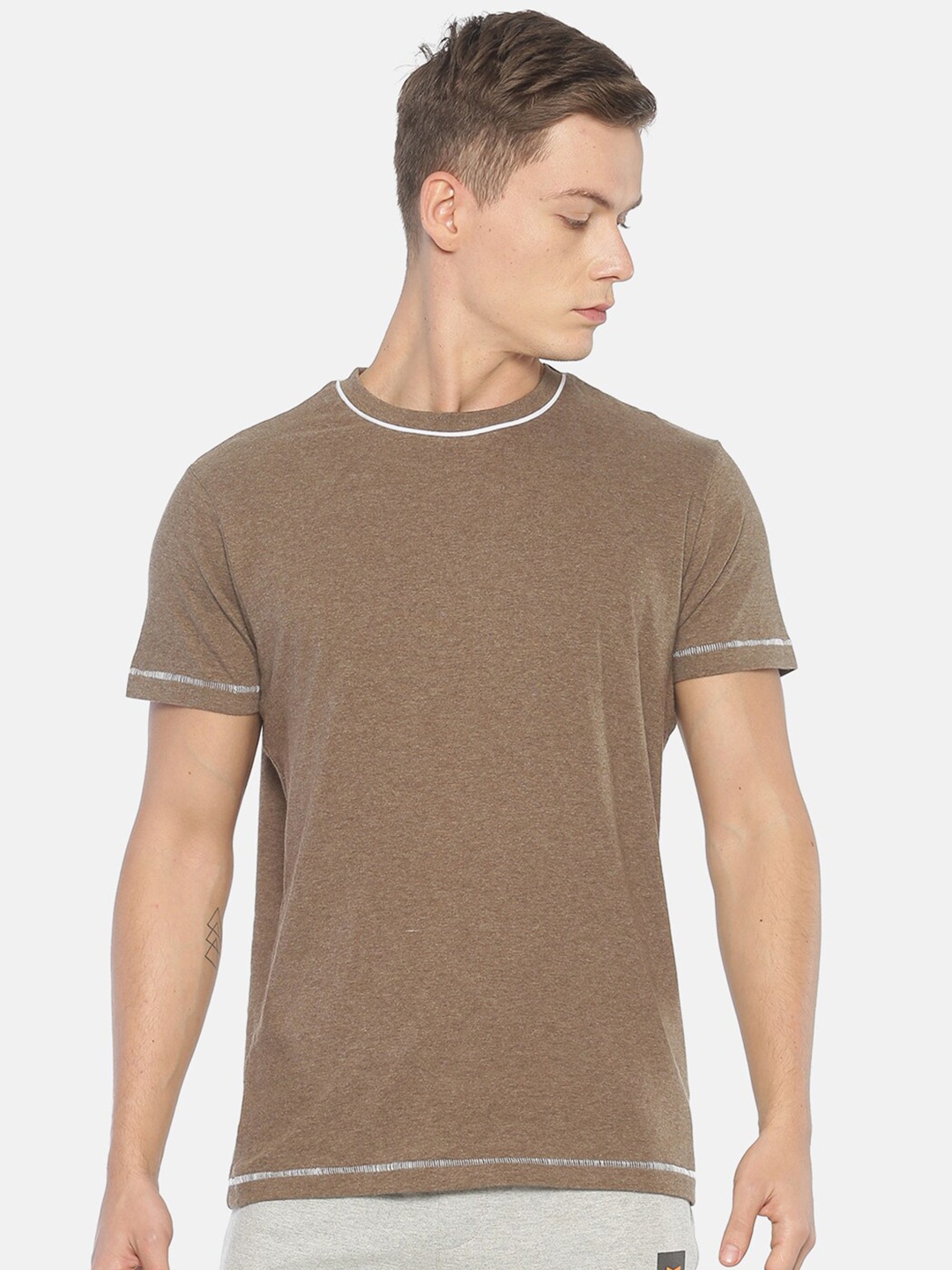 

Steenbok Short Sleeve Round Neck Pure Cotton T-shirt, Brown