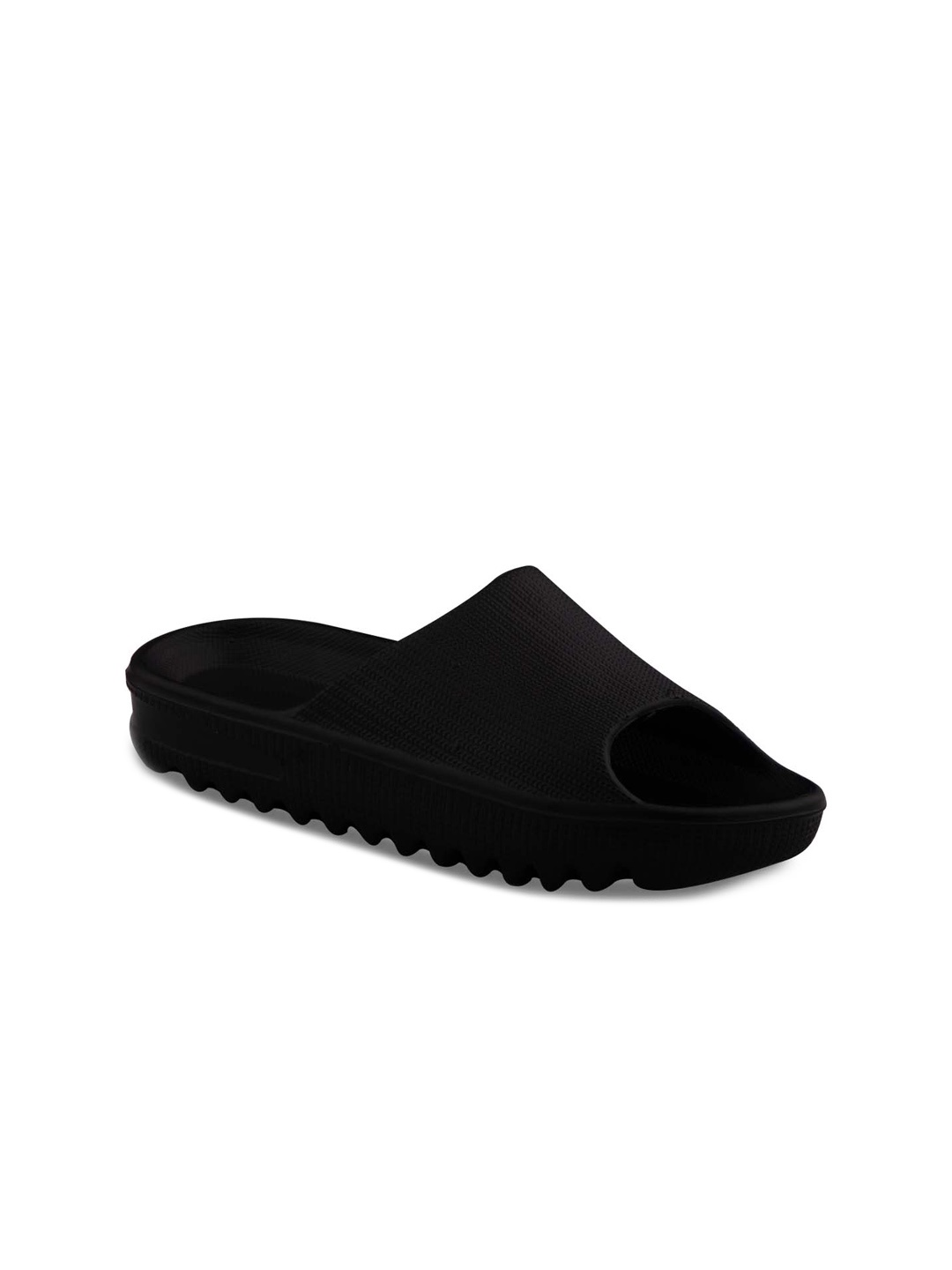 

ADIVER Women Self design Sliders, Black