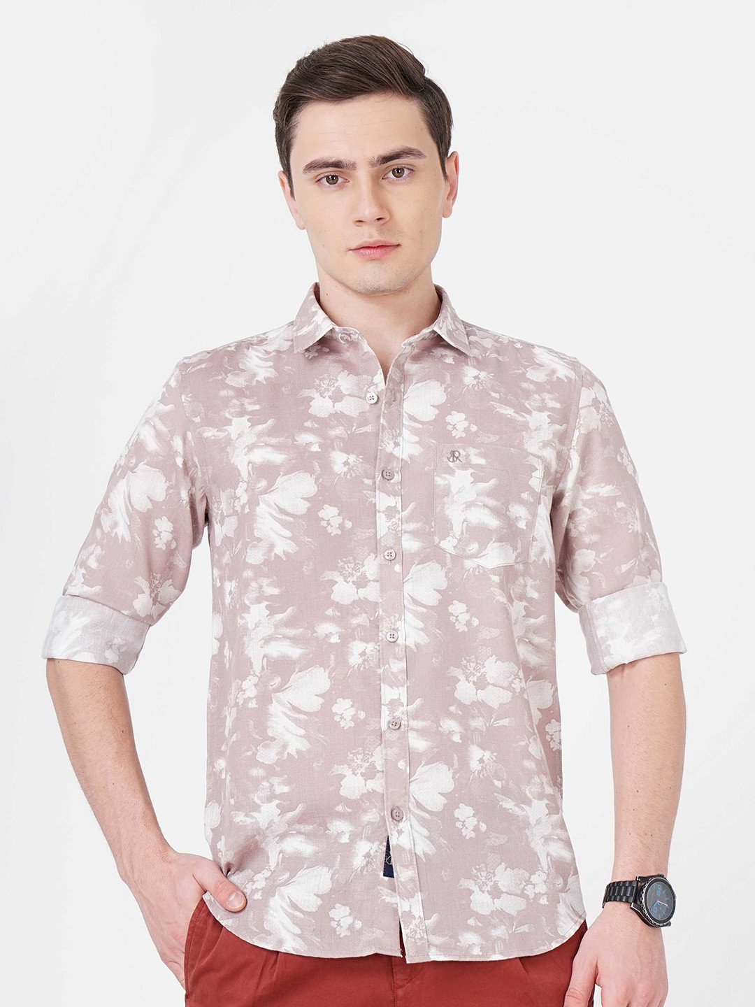 

SORATIA Floral Printed Slim Fit Cotton Casual Shirt, Lavender