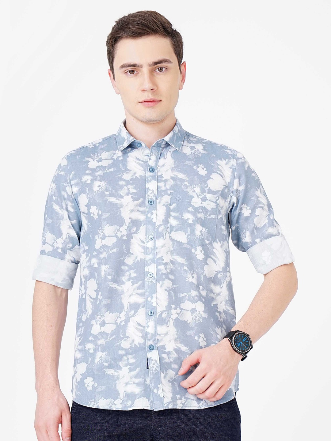 

SORATIA Floral Printed Slim Fit Cotton Casual Shirt, Lavender