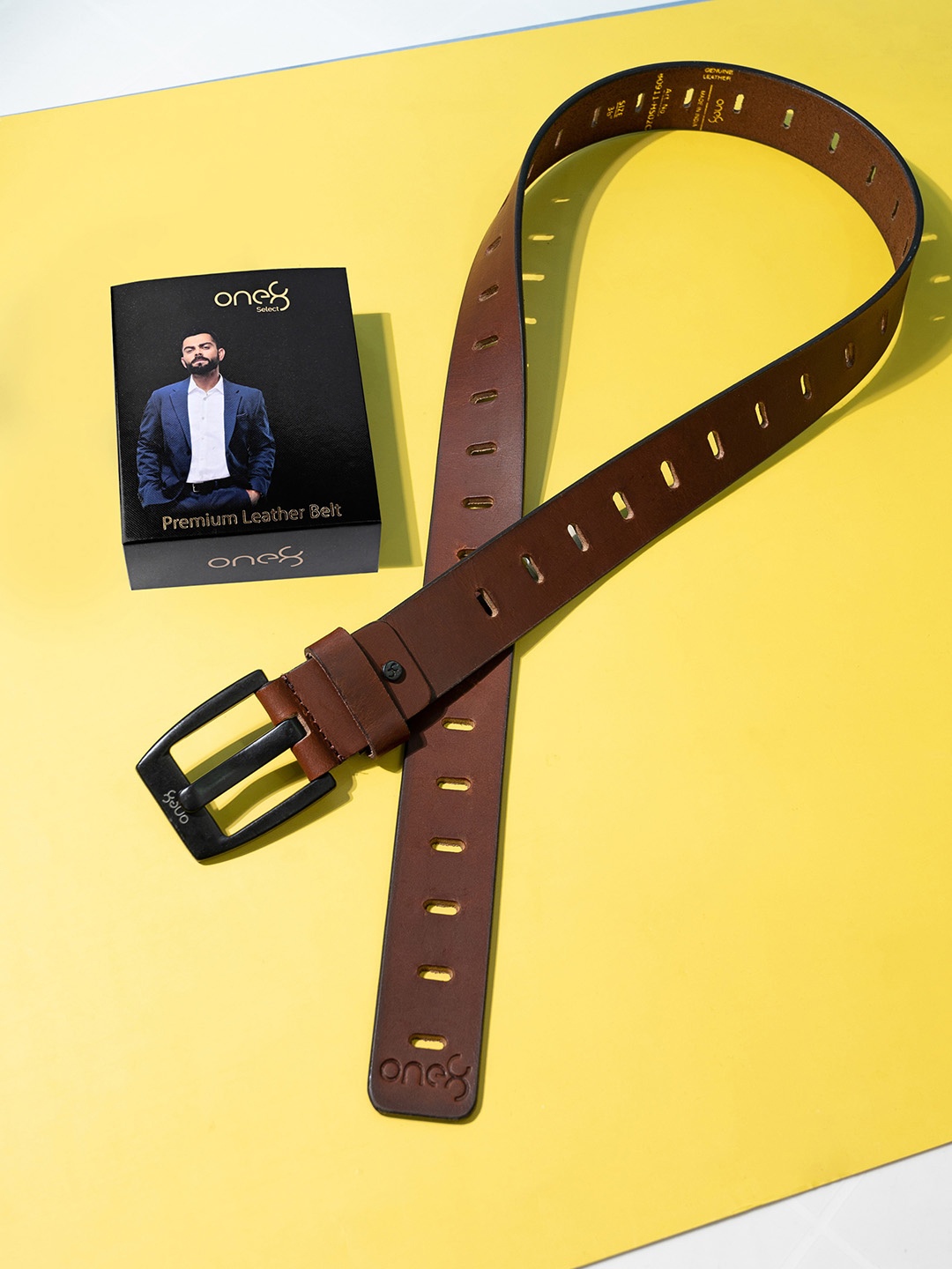 

One8 by Virat Kohli Men Genuine Leather Tang Closure Semi-Formal Belt, Tan
