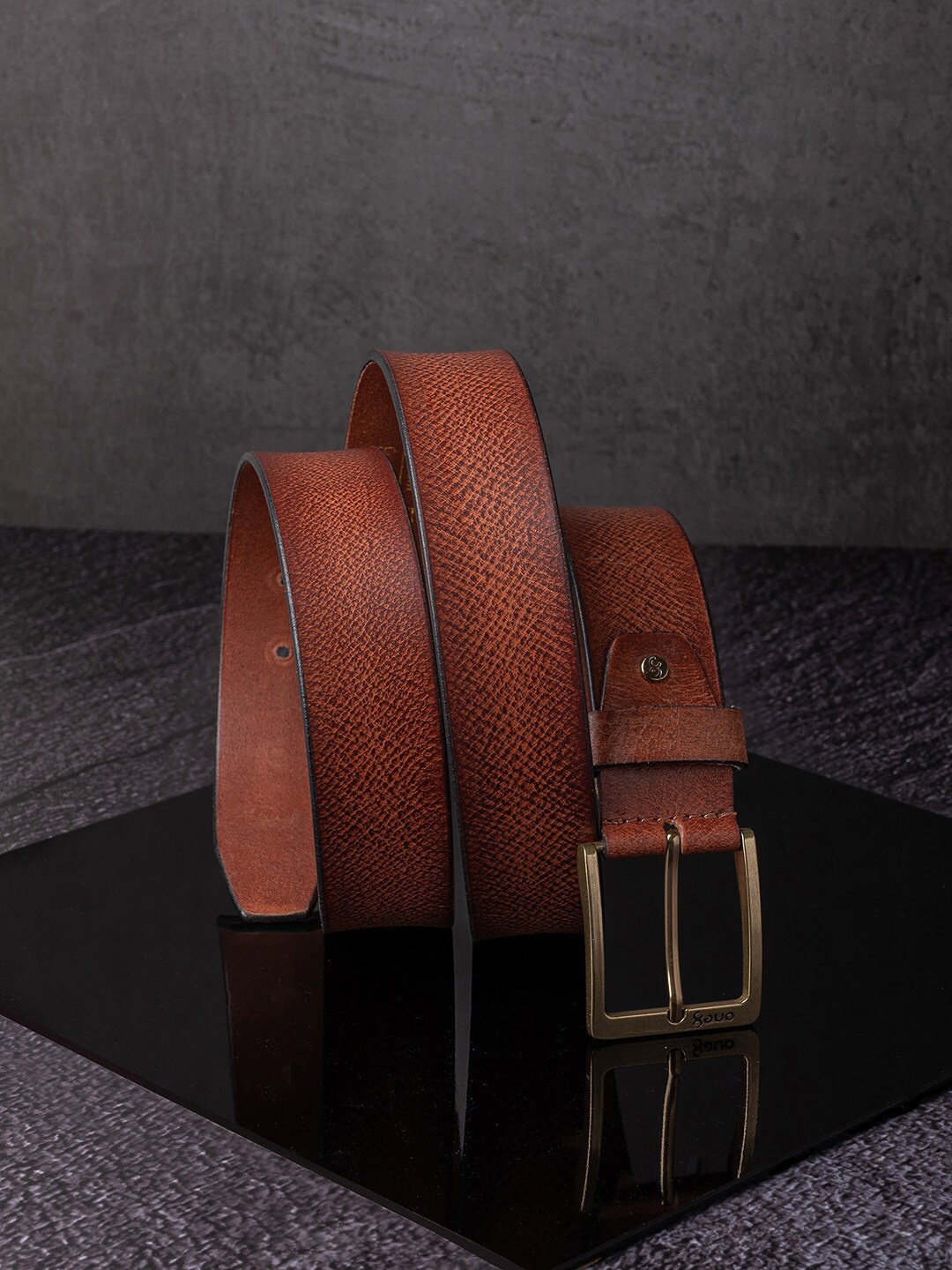 

One8 Men Textured Genuine Leather Belt, Brown