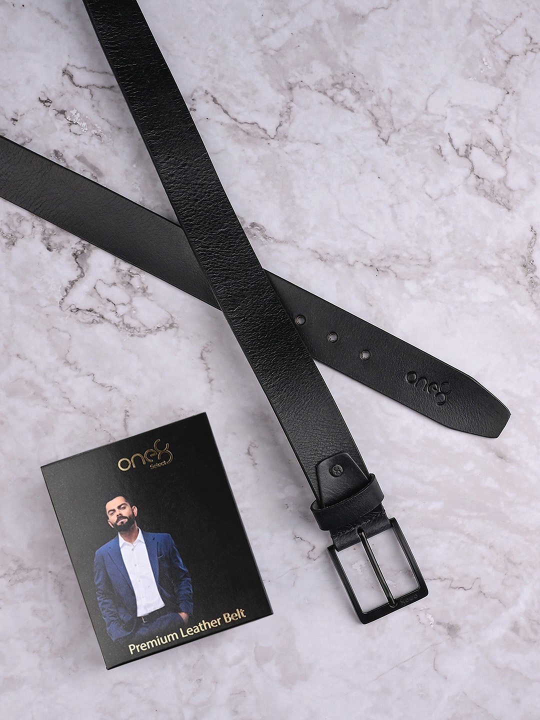 

One8 by Virat Kohli Men Genuine Leather Tang Closure Semi-Formal Belt, Black