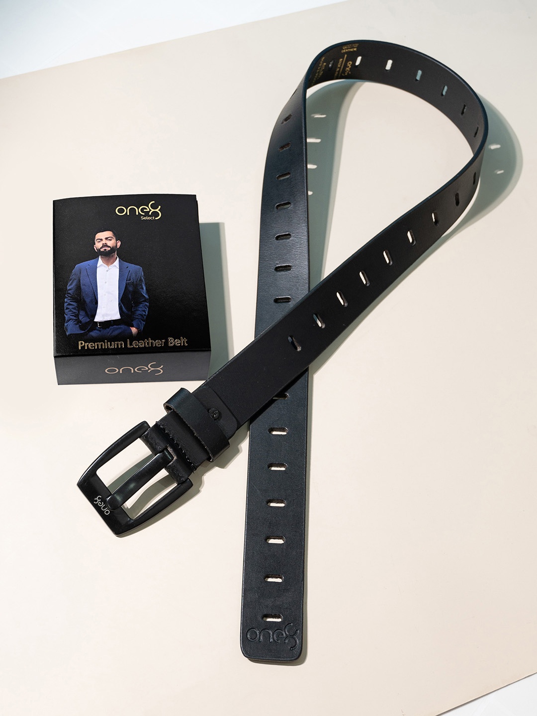 

One8 by Virat Kohli Men Genuine Leather Tang Closure Fashion Semi-Formal Belt, Black