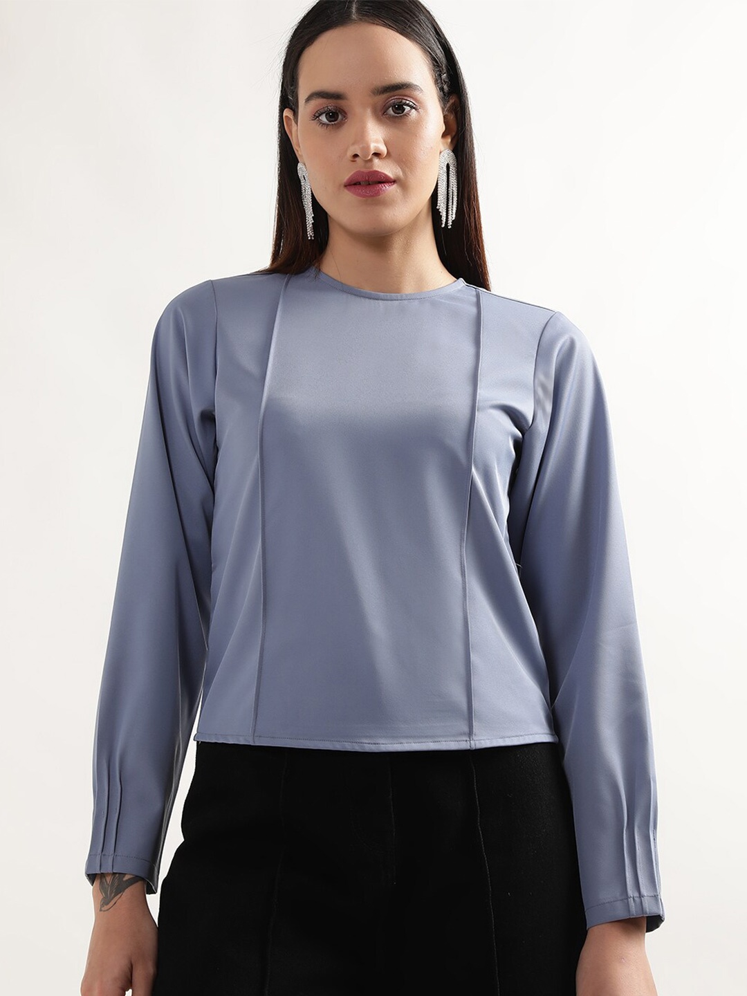 

CENTRESTAGE Long Pleated Sleeves Top, Blue