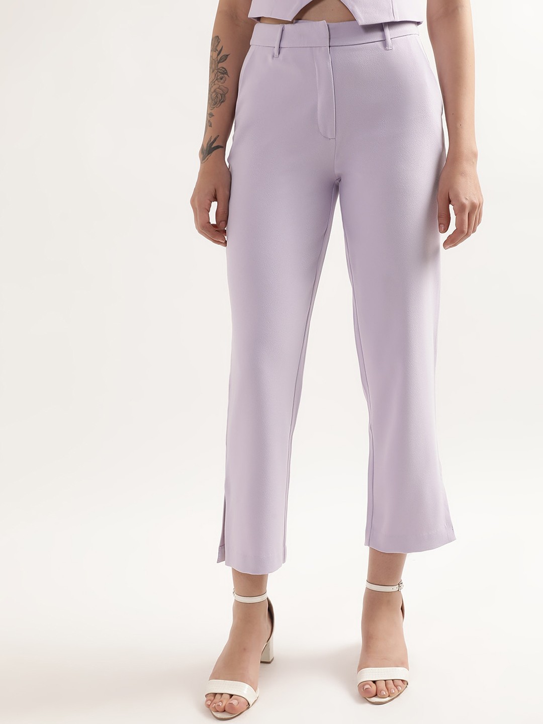 

CENTRESTAGE Women High-Rise Culottes Trousers, Lavender