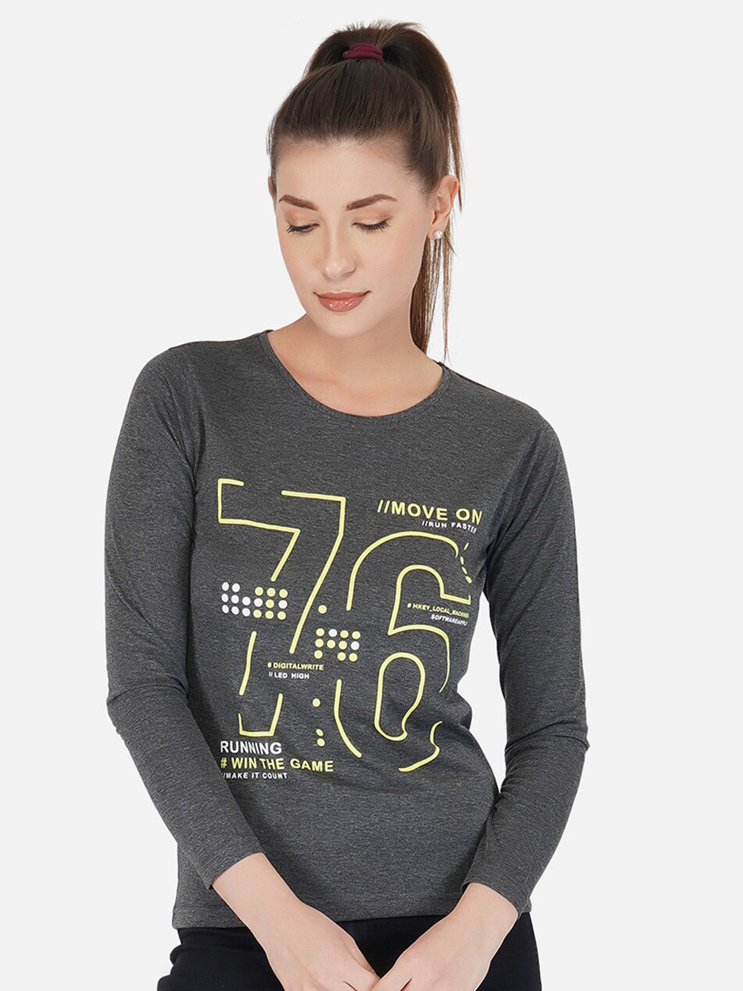 

appulse Typography Printed Cotton T-shirt, Charcoal