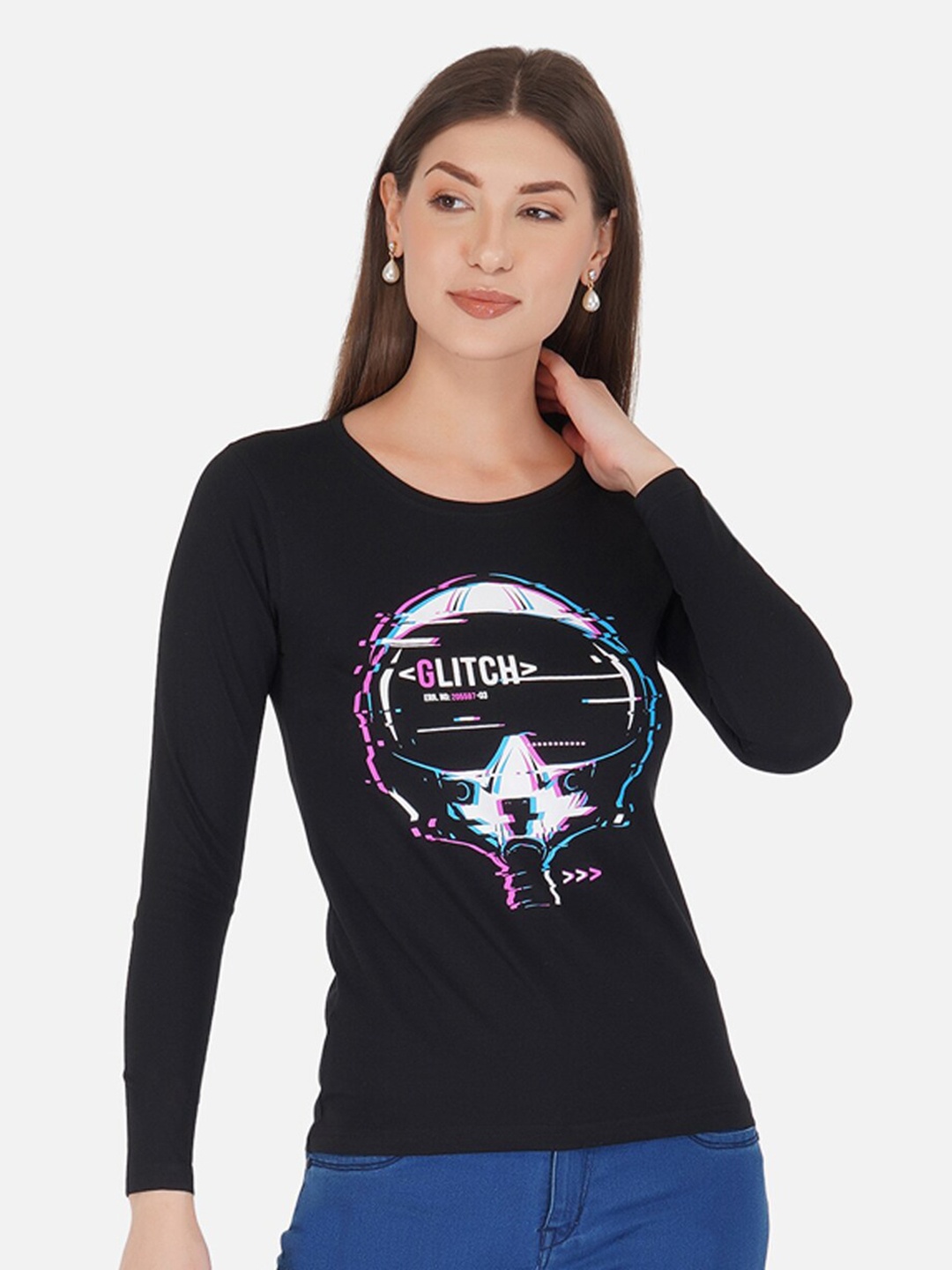 

appulse Graphic Printed Cotton T-shirt, Black