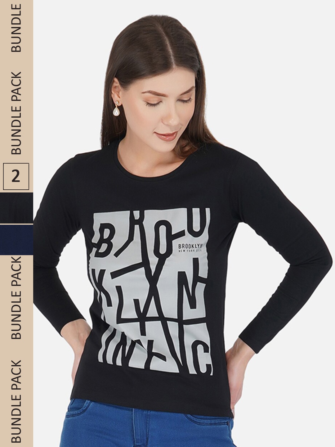 

appulse Pack Of 2 Typography Printed Cotton T-shirt, Black