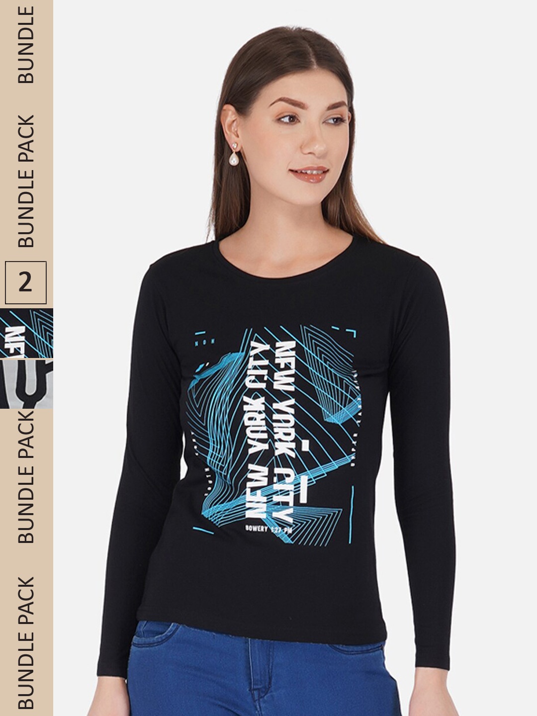 

appulse Pack Of 2 Typography Printed Cotton T-shirt, Black