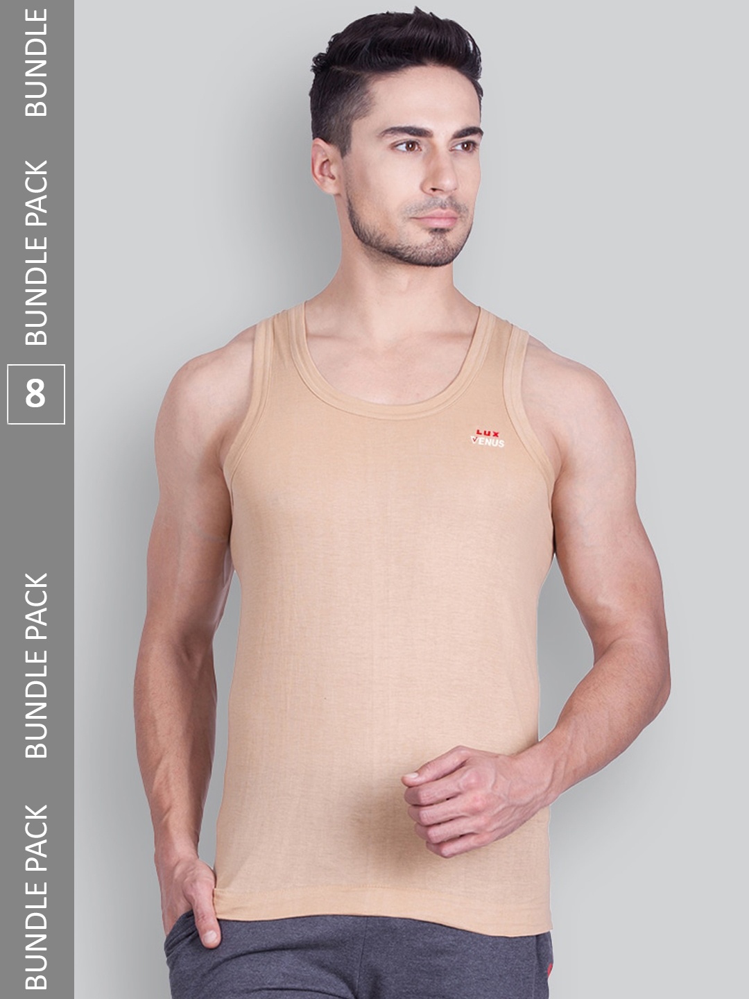 

LUX VENUS Men Pack Of 8 Assorted Pure Combed Cotton Innerwear Vests VENUS_COL_AST_RN_90_8PC