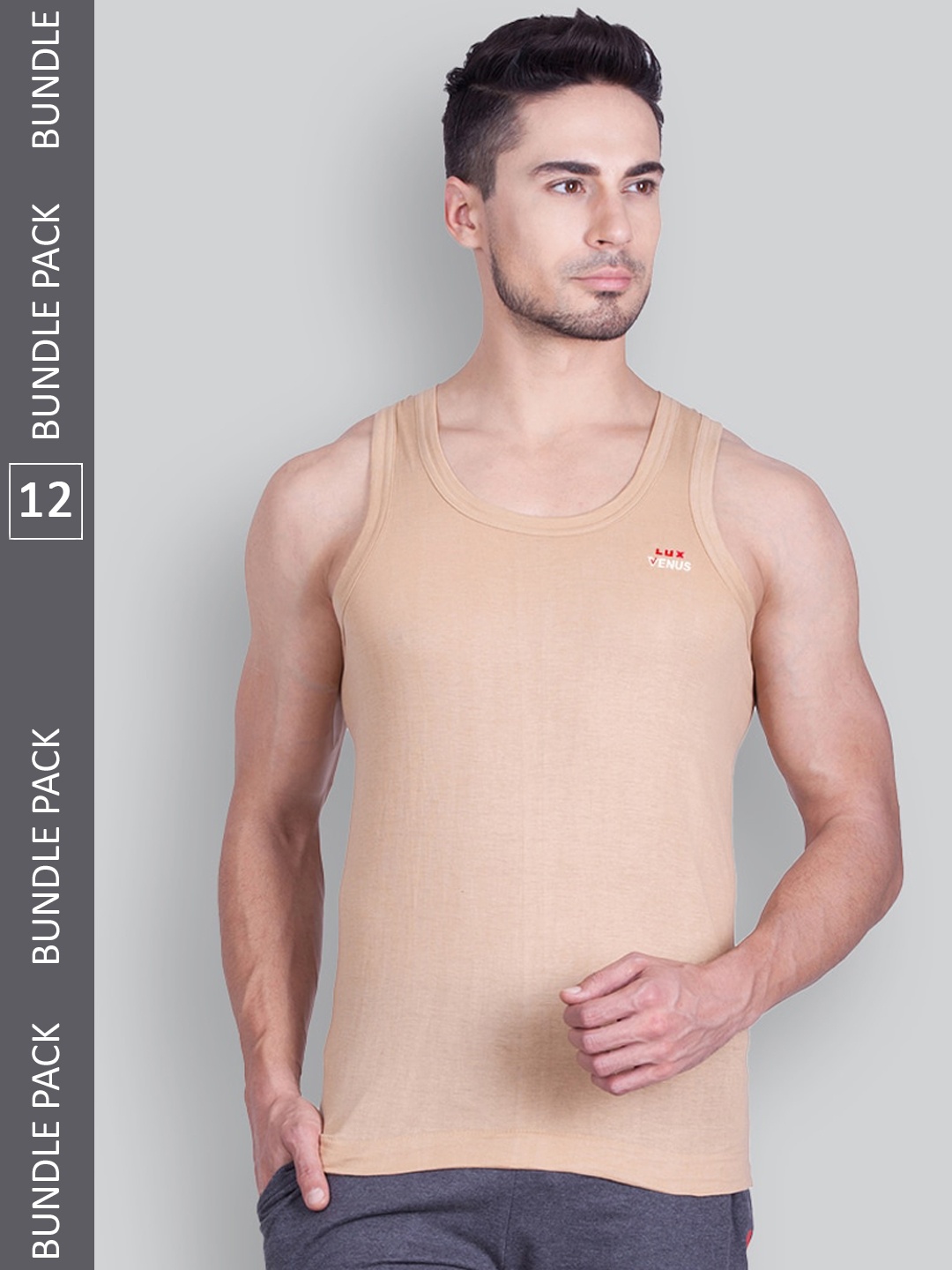 

LUX VENUS Men Pack Of 12 Assorted Pure Combed Cotton Innerwear Vests VENUS_COL_AST_RN_90_12PC