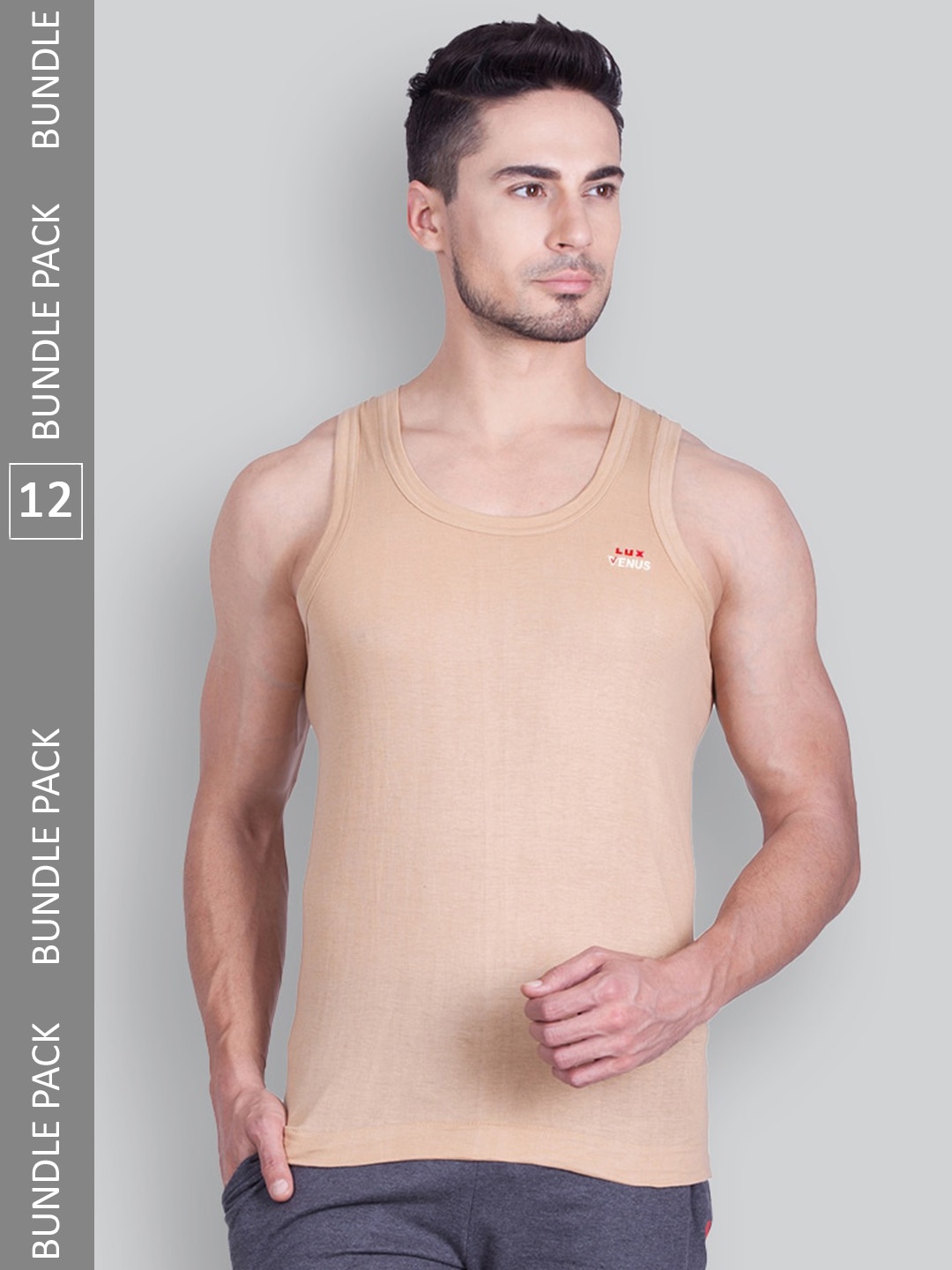 

LUX VENUS Men Pack Of 12 Assorted Pure Combed Cotton Innerwear Vests VENUS_COL_AST_RN_75_12PC