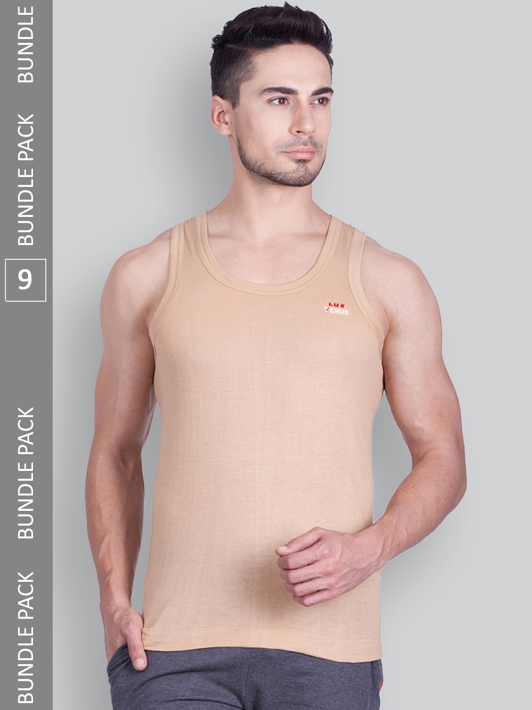 

LUX VENUS Men Pack Of 9 Assorted Pure Combed Cotton Basic Innerwear Vests