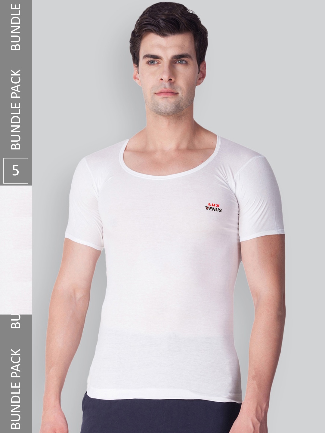 

LUX VENUS Men Pack Of 5 Pure Cotton Innerwear Vests, White