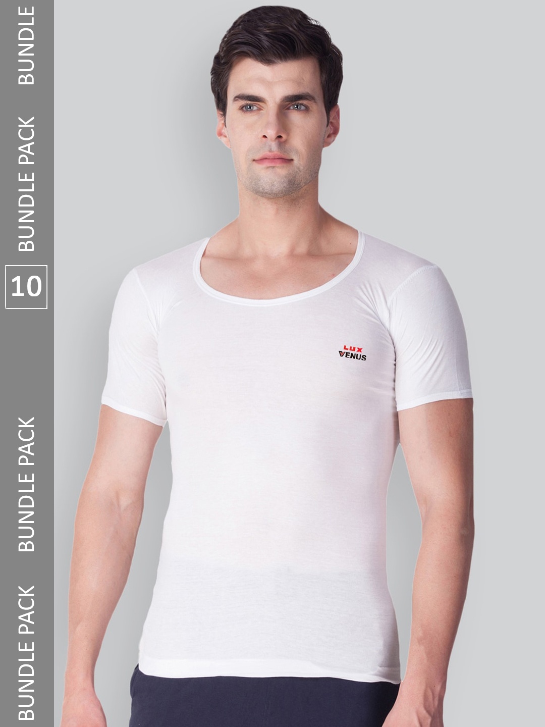 

LUX VENUS Men Pack Of 10 Pure Cotton Innerwear Vests, White