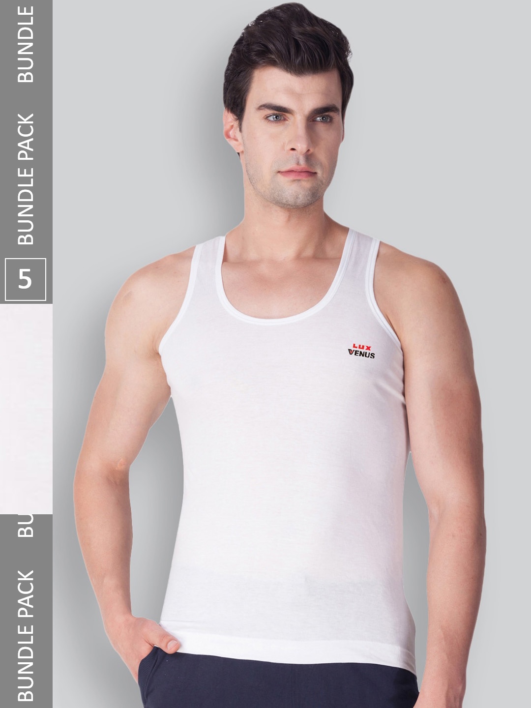 

LUX VENUS Pack Of 5 Pure Cotton Innerwear Vests, White