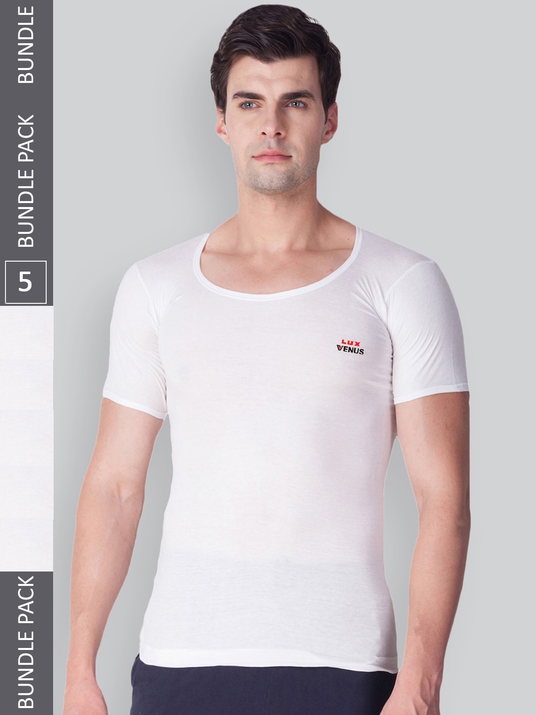 

LUX VENUS Pack Of 5 Pure Cotton Innerwear Vests, White