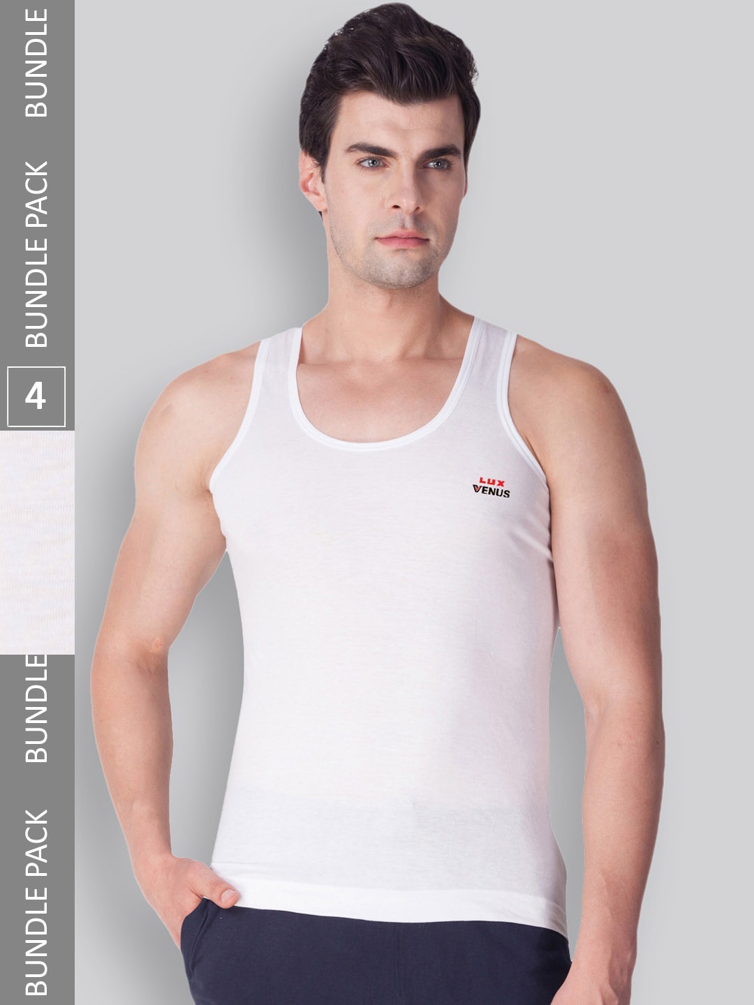 

LUX VENUS Pack Of 4 Pure Cotton Basic Vests, White