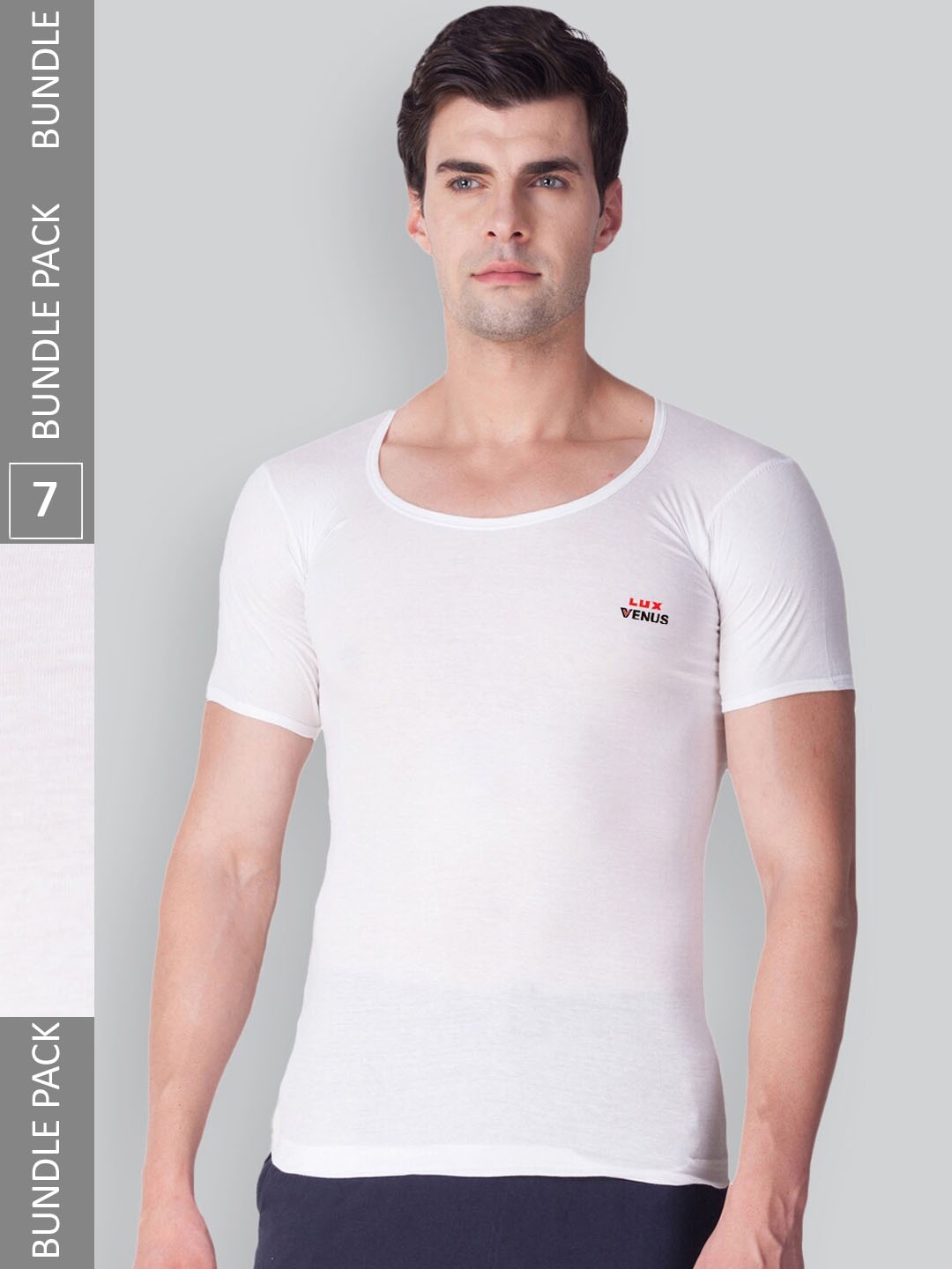 

LUX VENUS Pack Of 7 Pure Cotton Undershirt Vests, White