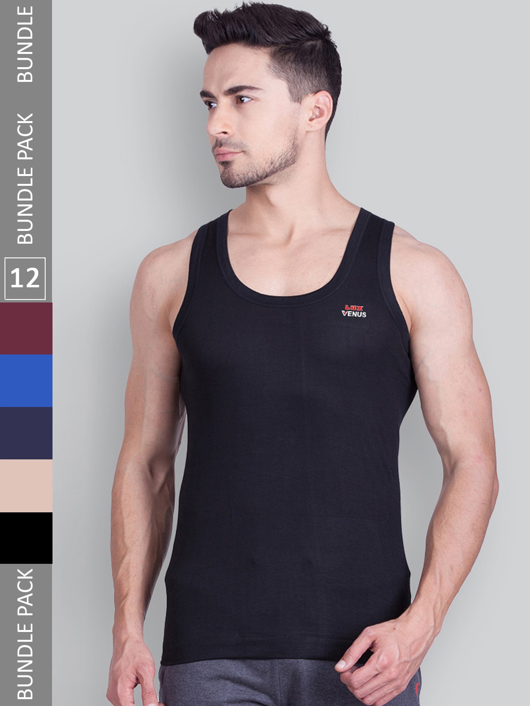 

LUX VENUS Pack Of 12 Assorted Pure Cotton Basic Vests