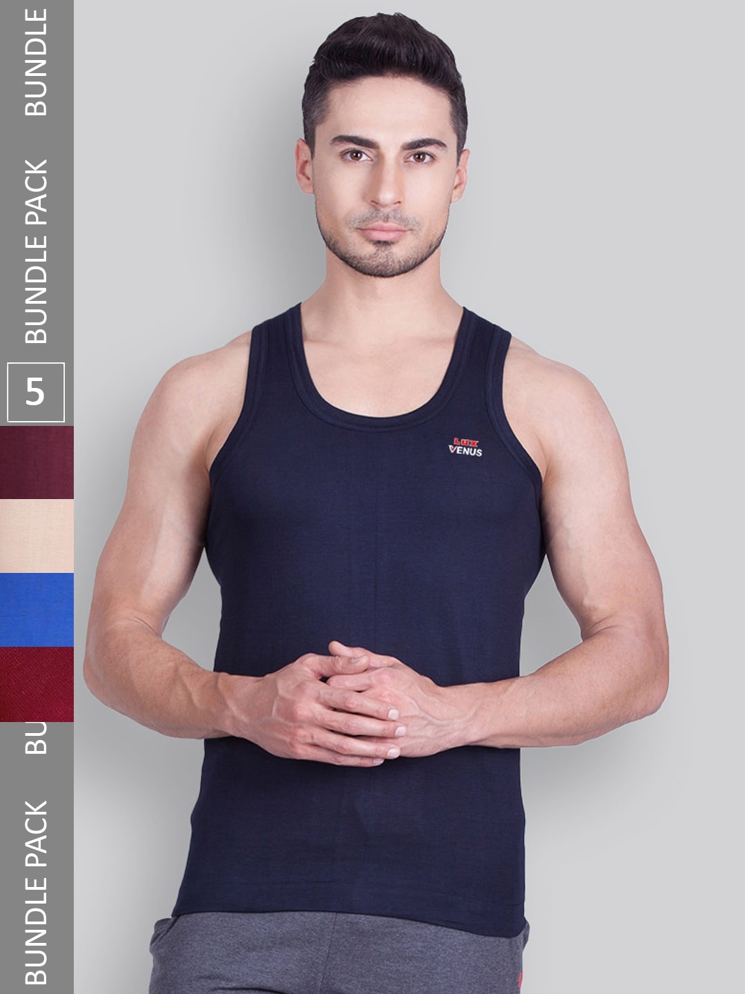 

LUX VENUS Pack Of 5 Assorted Pure Cotton Innerwear Vests