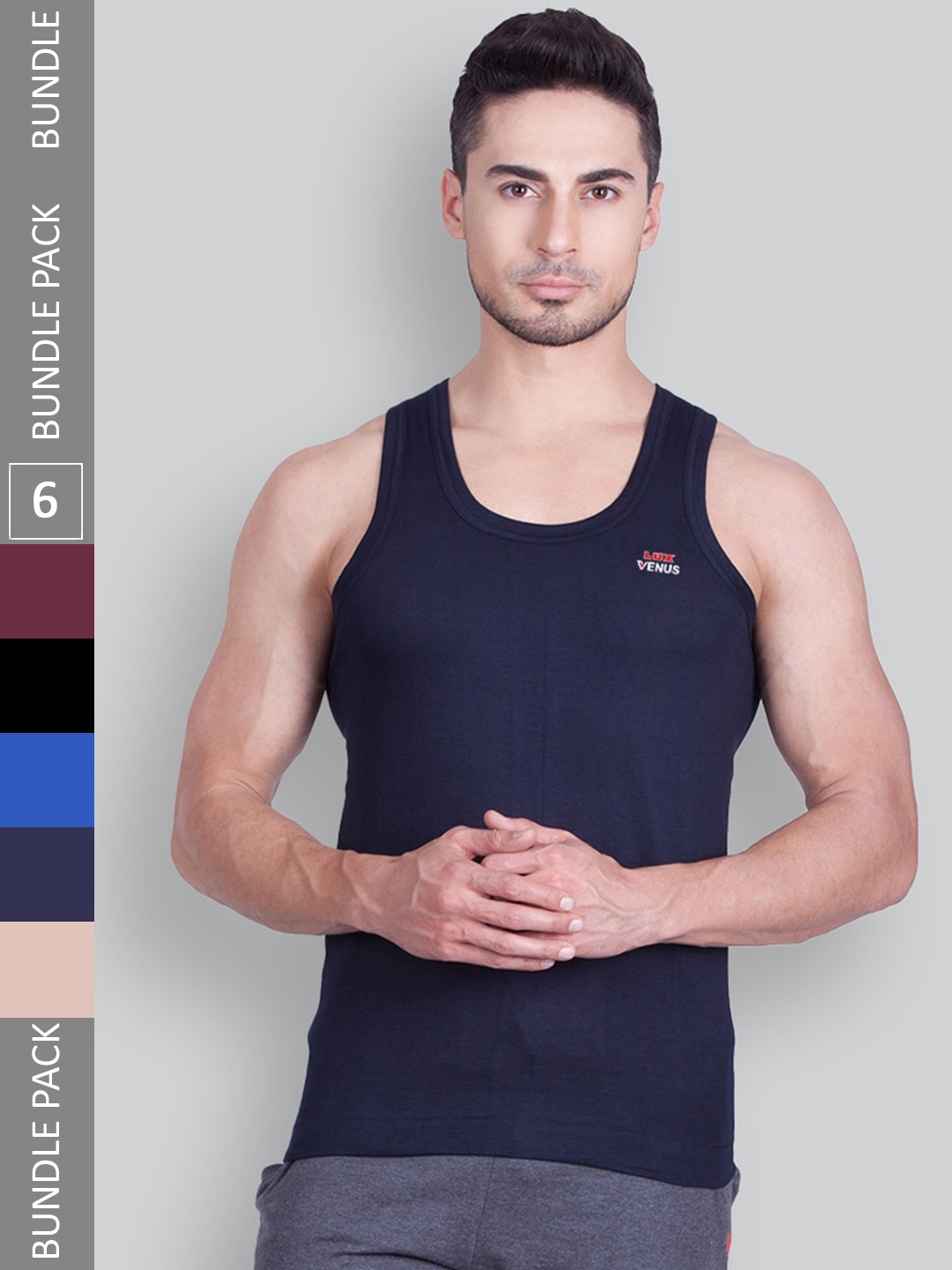 

LUX VENUS Pack Of 6 Assorted Super Combed Cotton Innerwear Basic Vests