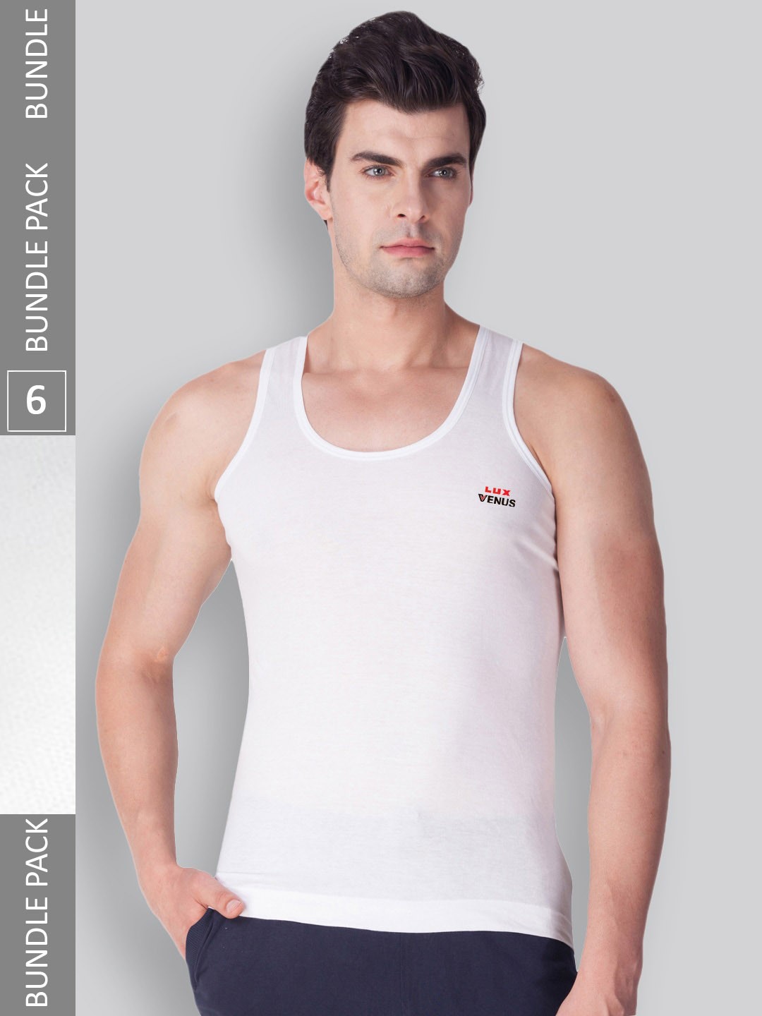 

LUX VENUS Pack Of 6 Pure Cotton Basic Vests, White