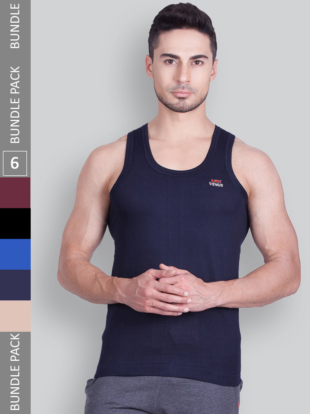 

LUX VENUS Pack Of 6 Assorted Pure Cotton Innerwear Vests