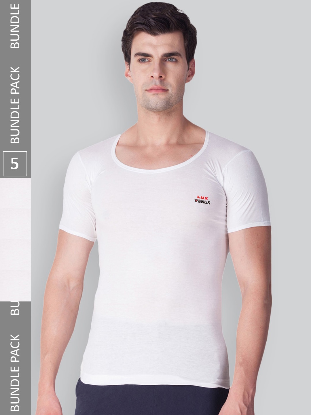

LUX VENUS Pack Of 5 Pure Cotton Innerwear Vests, White