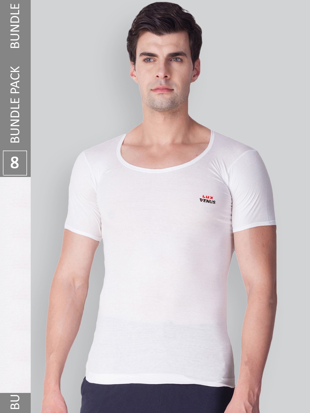 

LUX VENUS Pack Of 8 Pure Cotton Undershirt Innerwear Vests, White