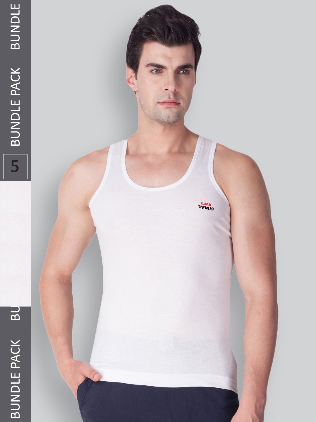 

LUX VENUS Pack Of 5 Pure Cotton Innerwear Basic Vest, White