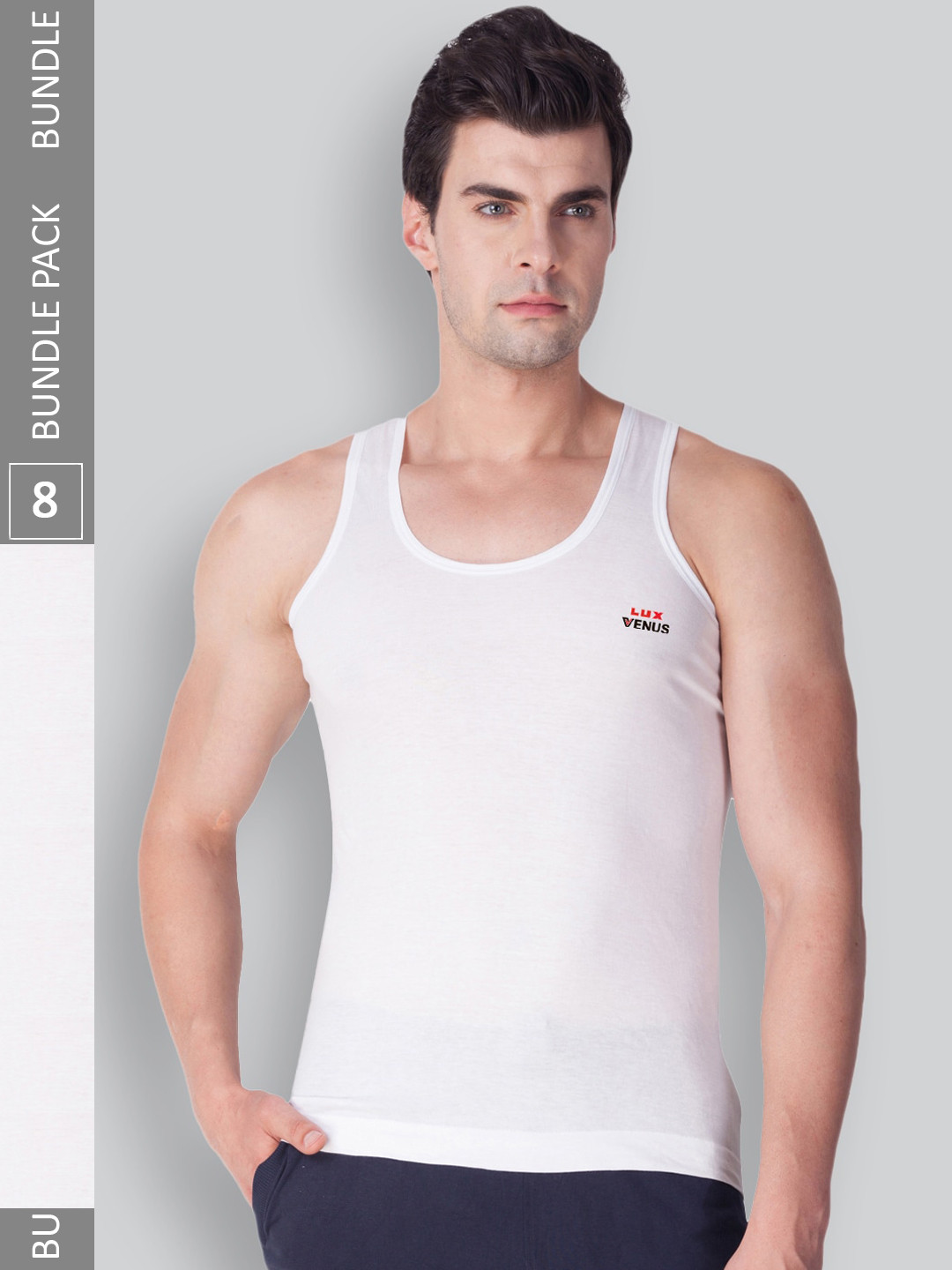 

LUX VENUS Pack Of 8 Pure Cotton Innerwear Basic Vest, White