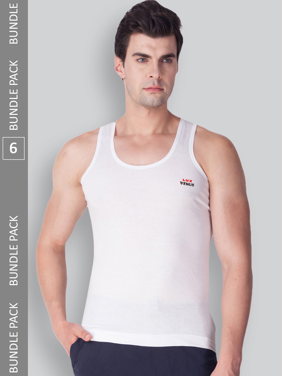 

LUX VENUS Pack Of 6 Pure Cotton Basic Innerwear Vests, White